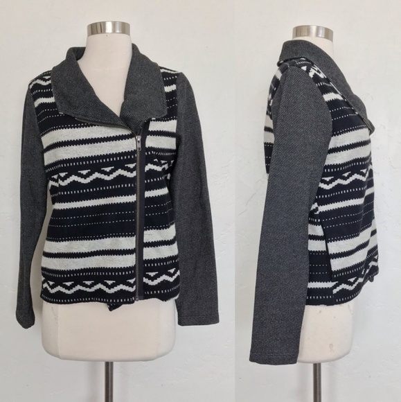 Anthro Blackletter Knit Side Zip Moto Jacket Sm - Picture 1 of 5